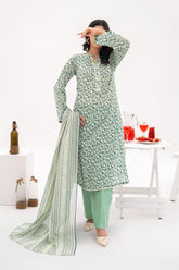 Unstitched 3Pc Printed Lawn Suit - NUSLW3111
