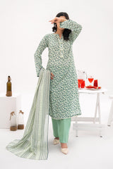 Unstitched 3Pc Printed Lawn Suit - NUSLW3111