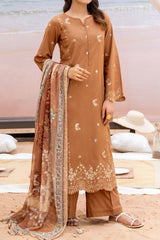 NUSLD3092 Dobby Embroidered Lawn Suit - Unstitched 3Pc