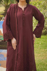 NPSSE3082 Schiffli Embroidered Lawn Suit - Stitched 3Pc