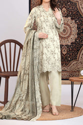 NUSLE3056 Printed Embroidered Suit - Unstitched 3Pc