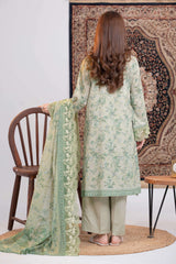 NPSLE3091 Printed Embroidered Lawn Suit - Stitched 3Pc