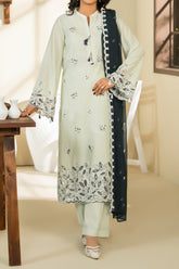 NUSSE3074 Schiffli Embroidered Lawn Suit - Unstitched 3Pc