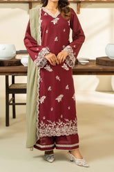 NUSSE3071 Schiffli Embroidered Lawn Suit - Unstitched 3Pc