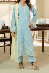 NPSSE3109 Schiffli Embroidered Lawn Suit - Stitched 3Pc