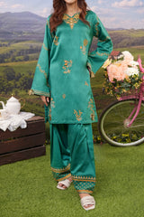 Cotton Satin Shirt with Embroidered Satin Trouser – Elegant Outfit