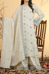 IVORY - Silk Karandi Suit - 3 Piece - 3216