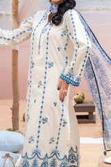 NUSLD3091 Dobby Embroidered Lawn Suit - Unstitched 3Pc