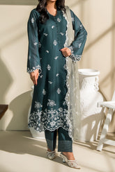 NUSSE3075 Schiffli Embroidered Lawn Suit - Unstitched 3Pc