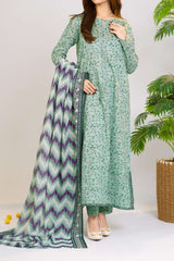 NUSLW3042 Printed Lawn Suit - Unstitched 3Pc