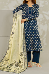 Unstitched 3Pc - Printed Khaddar Suit - 263010