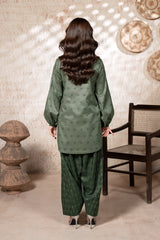 Green Lawn Jacquard Stitched 2 Piece Suit for Women