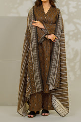 Unstitched 3Pc - Printed Khaddar Suit - 263004