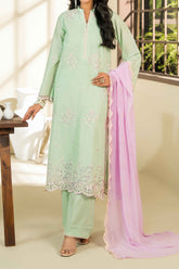 NPSSE3111 Schiffli Embroidered Lawn Suit - Stitched 3Pc