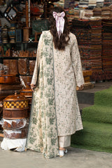 Unstitched 3Pc Printed Embroidered Lawn Suit - NUSLE3157