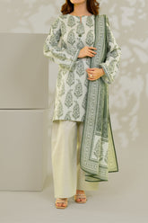 Unstitched 3Pc - Printed Khaddar Suit - 263006