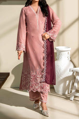 ROSE MIST - Schiffli Embroidered Lawn Suit - 3Pc
