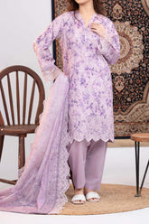 NUSLE3051 Printed Embroidered Suit - Unstitched 3Pc