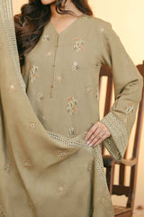 TAUPE - Silk Karandi Suit - 3 Piece - 3214