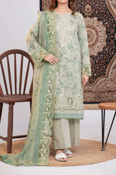 NUSLE3053 Printed Embroidered Suit - Unstitched 3Pc