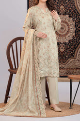 NPSLE3093 Printed Embroidered Lawn Suit - Stitched 3Pc