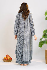 Printed Lawn Suit 3Pc with Printed Dupatta and Dyed Cambric Trouser