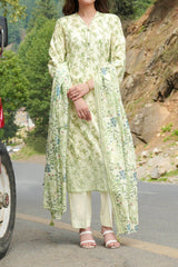 Unstitched 3Pc Printed Embroidered Lawn Suit - NUSLE3154