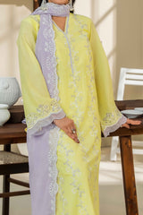 CANARY - Schiffli Embroidered Lawn Suit - 3Pc