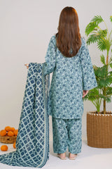 Printed Lawn Suit 3Pc with Printed Dupatta and Dyed Cambric Trouser