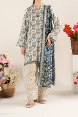 NUSLW3145 Printed Lawn Suit - Unstitched 3Pc