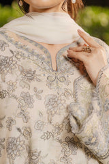 NPSA3076 Printed Embroidered Suit - Stitched 3Pc