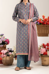 NUSLW3122 Printed Lawn Suit - Unstitched 3Pc