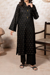 Black Lawn Jacquard Stitched 2 Piece Suit for Women