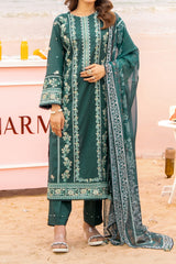 NUSLD3096 Dobby Embroidered Lawn Suit - Unstitched 3Pc