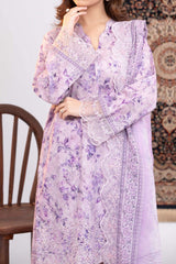 NUSLE3051 Printed Embroidered Suit - Unstitched 3Pc