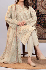 NPSLE3093 Printed Embroidered Lawn Suit - Stitched 3Pc