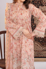 NUSLE3058 Printed Embroidered Suit - Unstitched 3Pc