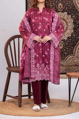 NUSLE3059 Printed Embroidered Suit - Unstitched 3Pc