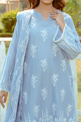 NPSSE3084 Schiffli Embroidered Lawn Suit - Stitched 3Pc