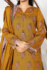 Unstitched 3Pc - Printed Khaddar Suit - 263023