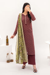 Unstitched 3Pc Printed Lawn Suit - NUSLW3109