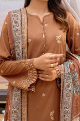 NUSLD3092 Dobby Embroidered Lawn Suit - Unstitched 3Pc