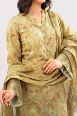 Unstitched 3Pc Printed Lawn Suit - NUSLW3124