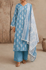 NUSLW3100 Printed Lawn Suit - Unstitched 3Pc