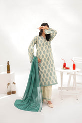 Unstitched 3Pc Printed Lawn Suit - NUSLW3117