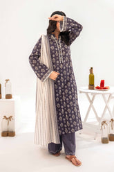 Unstitched 3Pc Printed Lawn Suit - NUSLW3126