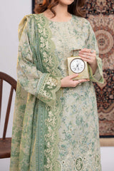 NUSLE3053 Printed Embroidered Suit - Unstitched 3Pc
