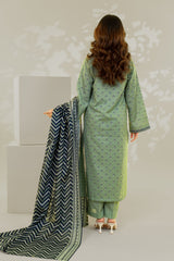 Unstitched 3Pc - Printed Khaddar Suit - 263014