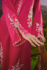 Cotton Satin Shirt with Solid Dyed Trouser featuring detailed stitching