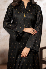 Black Lawn Jacquard Stitched 2 Piece Suit for Women